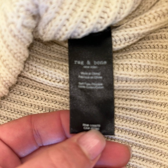 Rag & Bone Sonny Sweater Hoodie Large chunky Knit Crop fisherman Knit Cream - Picture 5 of 8